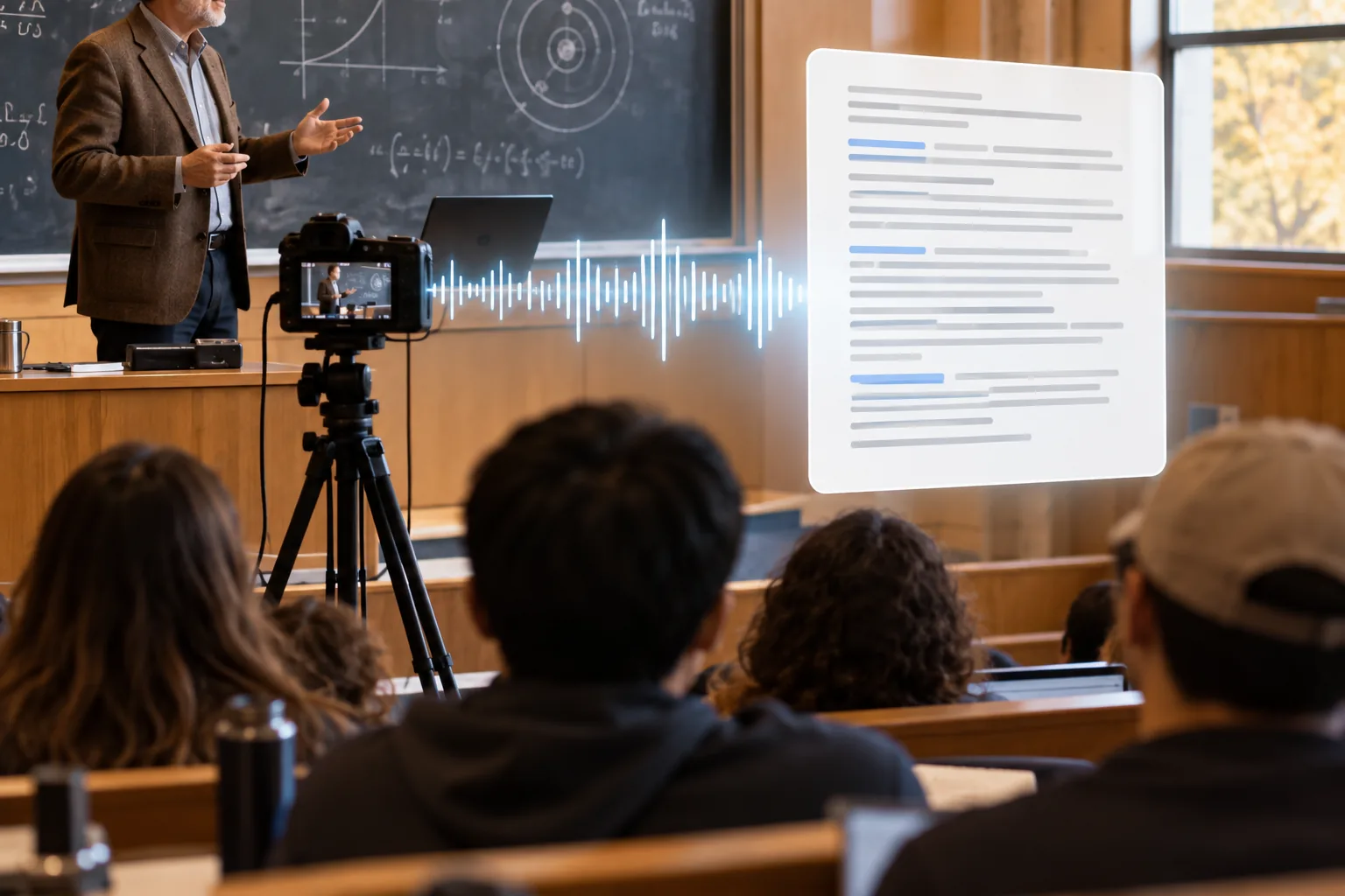 Enregistrement illustré d’un cours universitaire avec une transcription claire et organisée