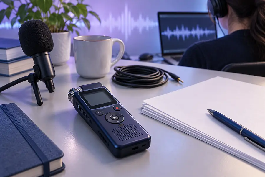 Audio recording prepared for transcription