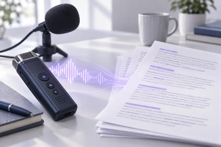 Transcript view showing text that needs review