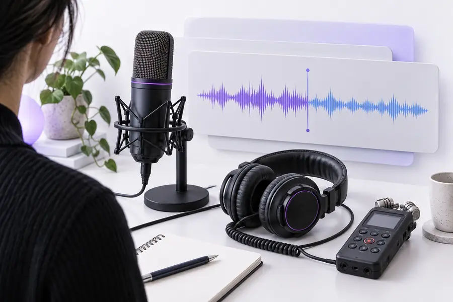 Audio recording prepared for transcription