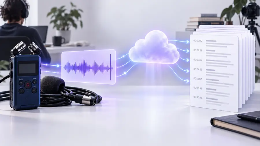 Audioaufnahme, die für einen Google-Transkriptionsworkflow vorbereitet wurde